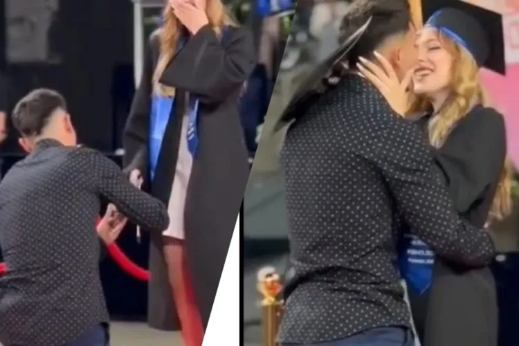 Superbă cerere în căsătorie: Absolventă a Facultății de Psihologie de la UBB Cluj, cerută în căsătorie chiar la festivitatea de absolvire 2024- VIDEO