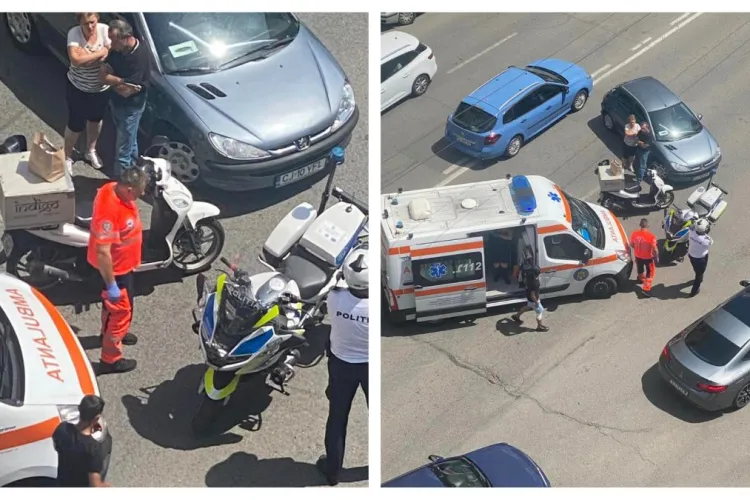 Cluj: Accident rutier pe strada Fabricii din Cluj-Napoca. Un scuter a fost implicat - FOTO