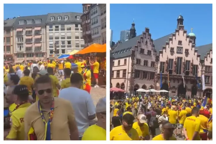 ,,Invazia galbenă”, a început deja în Germania! Ziarist clujean, printre miile de români de pe străzile din Frankfurt, înainte de meciul cu Slovacia -VIDEO