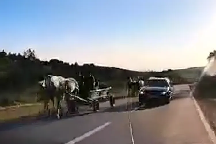 Teribilism pe drumurile din Cluj. O mașină care încerca să depășească două căruțe era pe cale să producă un accident grav - VIDEO