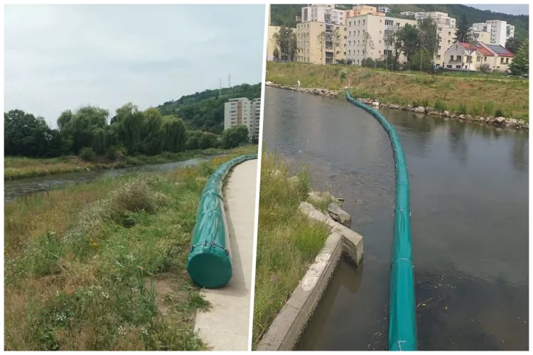 Barajul pentru deșeuri plutitoare a fost repus pe Someș! De unde vin multe din gunoaiele care ajung în apele din Cluj - FOTO 