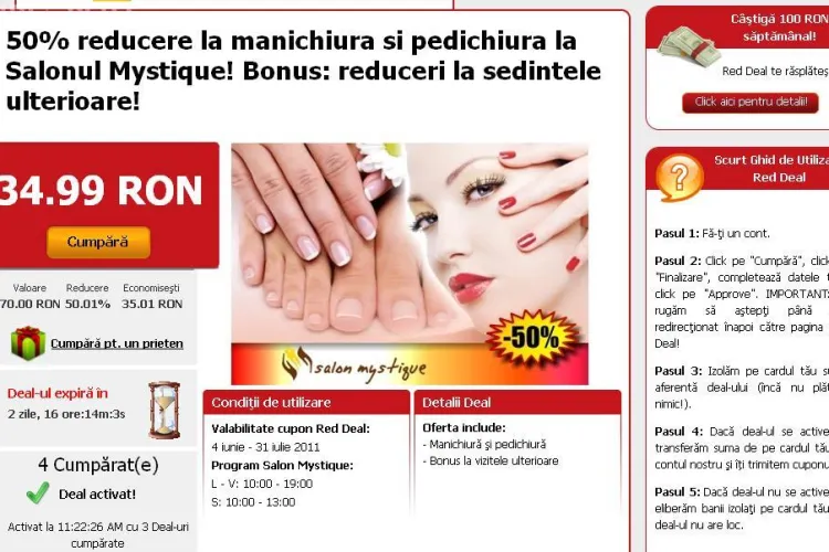 50% reducere la manichiura si pedichiura la Salonul Mystique! Bonus: reduceri la sedintele ulterioare! (P)