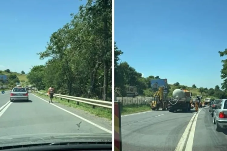 Trafic îngreunat pe Feleacu din cauza lucrărilor la drum: ,,De evitat, se circulă doar pe o bandă