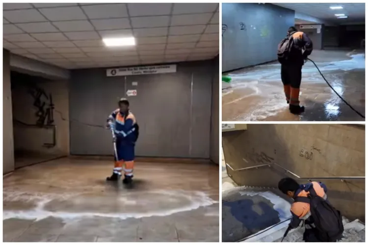 Pasajul Gării din Cluj-Napoca a fost curățat! Clujenii s-au plâns de nenumărate ori că locul este un focar de infecție