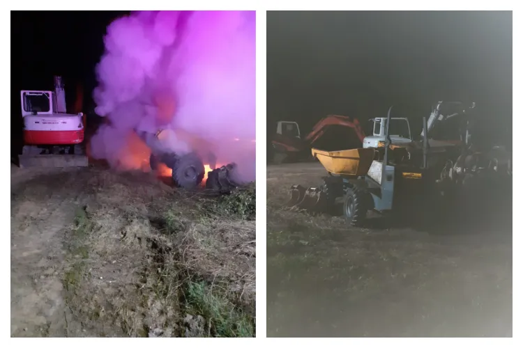 VIDEO. Intervenție de urgență a pompierilor din Cluj pentru stingerea unui incendiu care a cuprins mai multe utilaje în Sălaj