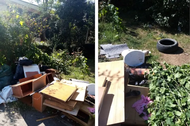 FOTO. Nesimțirea nu are limite, la Cluj! Mormane de deșeuri, aruncate pe spațiul verde: „Vă renovați cotețul și duceți acolo resturile”