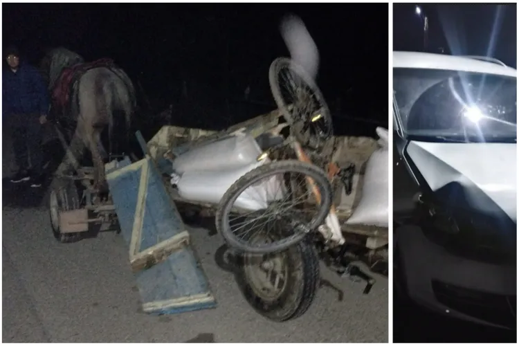 Accident CIUDAT în Cluj! O căruță a fost lovită în plin de un șofer acuzat de martori că a plecat de la locul accidentului/ Șoferul spune că NICI VORBĂ! 