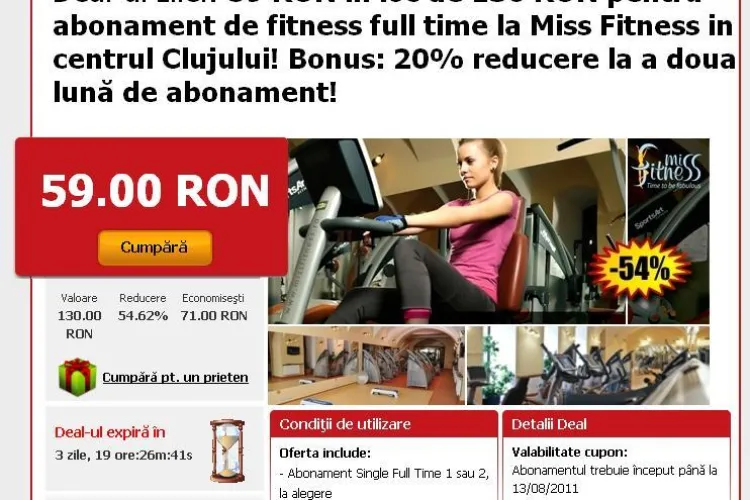 Vrei un corp de invidiat? Abonamente de fitness la 59 RON in loc de 130 RON la Miss Fitness in centrul Clujului! (P)