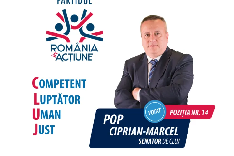 Ciprian Marcel Pop, un clujean cu o carieră universitară, care nu a mai făcut politică, locul I pe lista de la Senat a Partidului România în Acțiune (PRA)