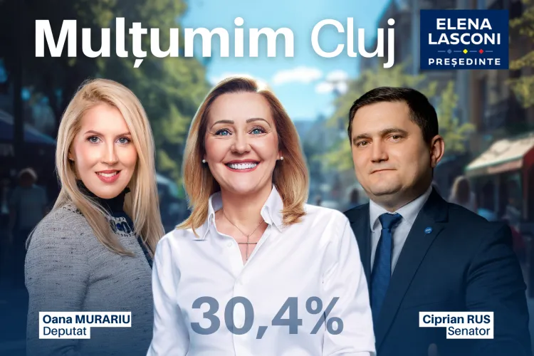Clujul, locul 1 pe țară la voturile acordate Elenei Lasconi. Puterea stă în votul tău! 