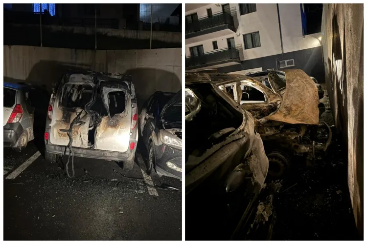 Incendiu în Cluj! Trei mașini s-au făcut scrum în toiul nopții în Florești. De la ce a pornit totul - FOTO 