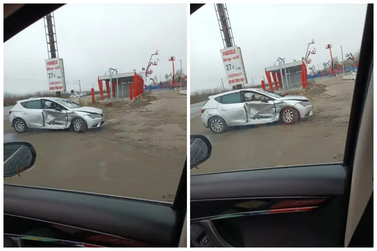 Accident într-un sens giratoriu din Cluj! O persoană a fost rănită în urma impactului. A fost transportată la spital - FOTO 