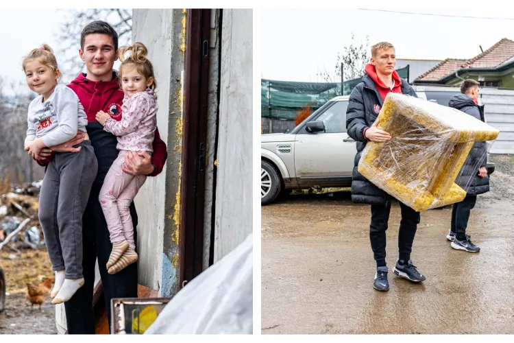 Jucătorii lui CFR și fanii din Peluza Vișinie au făcut o surpriză de Crăciun pentru două familii din Cluj: „Moșul a venit mai devreme” - FOTO