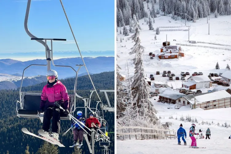 Superb! Munții Făgăraș văzuți din Cluj, de pe pârtia de schi Buscat! Turiștii care-și petrec ultima zi din an la munte au parte de o priveliște uluitoare