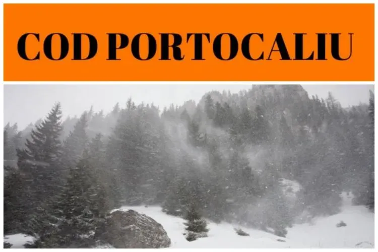 COD PORTOCALIU de viscol și vânt puternic în zona de munte a Clujului! A fost emisă o avertizare RO-ALERT 