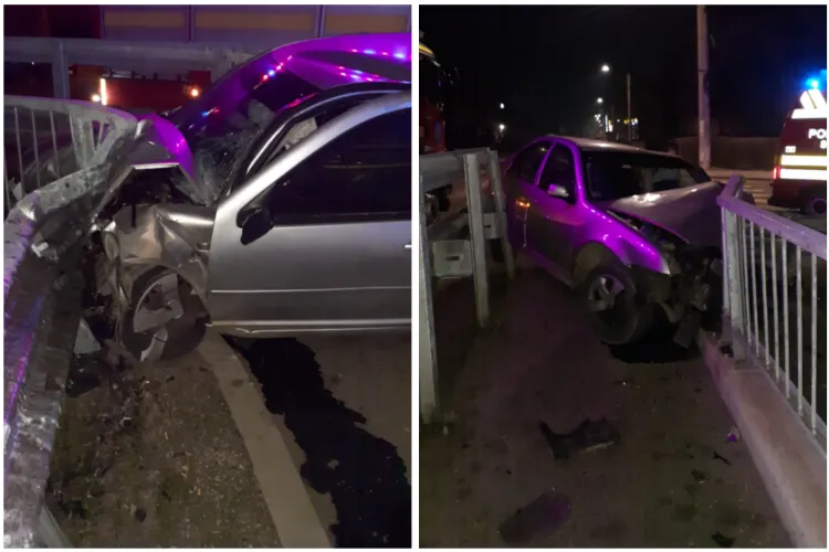 Cluj- Accident grav: Un tânăr de 30 de ani a pierdut controlul volanului și s-a izbit violent de un parapet. A fost transportat de urgență la spital FOTO