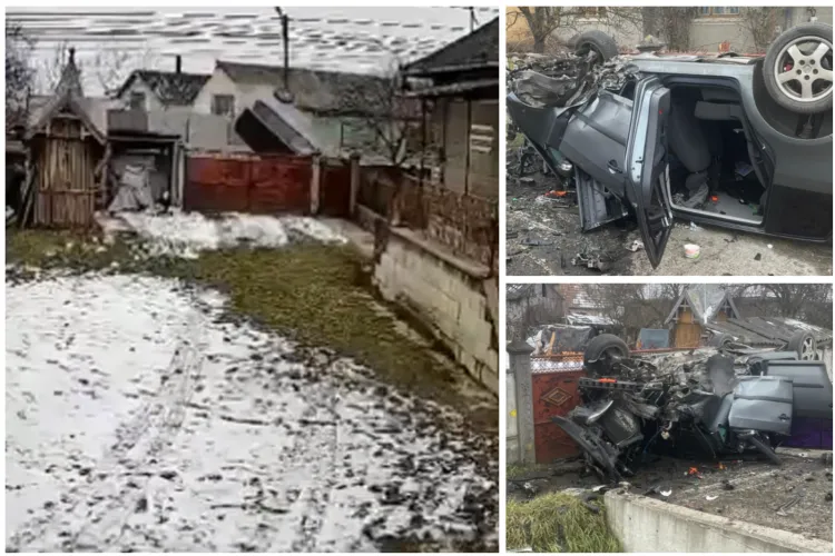 Cluj- Accident LIVE ca-n filme : A furat mașina, a făcut un accident, urmărită de poliție s-a răsturnat cu mașina VIDEO Camere de supraveghere 