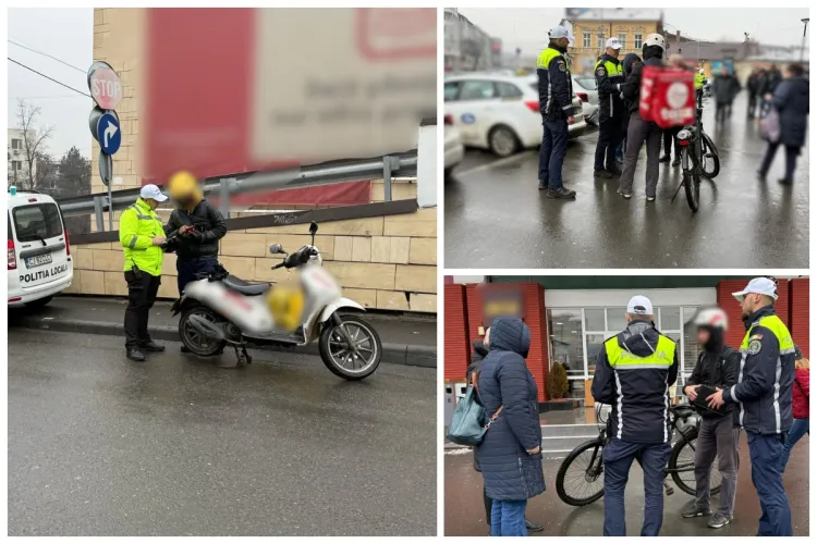 Polițiștii au ieșit ,,la vânătoare” de livratori pe străzile din Cluj! 100 dintre ei au fost sancționați. S-au dat amenzi de mii de lei  - FOTO 