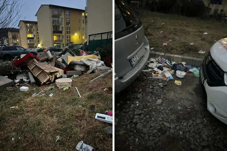 Dezastru ecologic în Florești, Cluj! Locuitorii au transformat o stradă într-o uriașă groapă de gunoi  FOTO