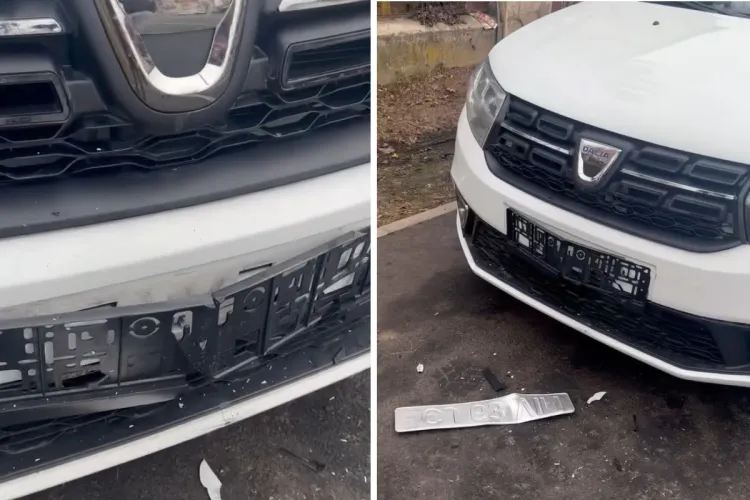 Surpriză neplăcută pentru un TAXIMETRIST din Cluj, care și-a parcat mașina pe trotuar! Și-a găsit-o lovită, iar vinovatul s-a făcut că plouă VIDEO