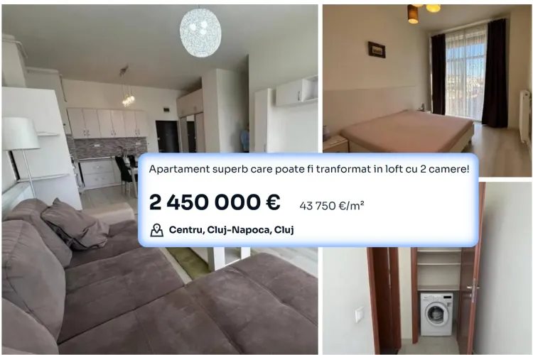 Halucinantă e piața imobiliară din Cluj! Un clujean cere 2,4 milioane de euro pentru un apartament cu 2 camere: „Se poate face LOFT”