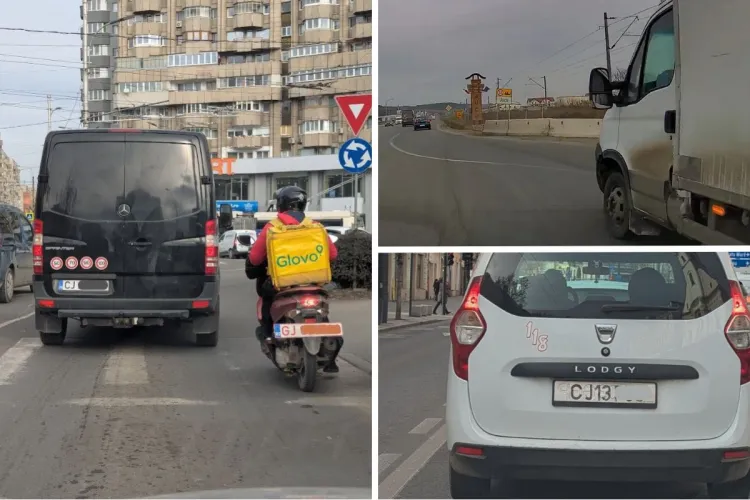 Ciudățeniile traficului din Cluj: „Dubițași” care se cred Schumacher, taximetriști cu numere vopsite și curieri Glovo cu plăcuțe suspecte FOTO/VIDEO