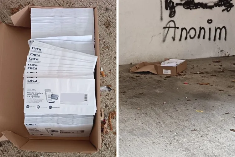 Cluj- Gafă monumentală! Zeci de facturi Digi, descoperite într-o cutie ruptă, pe o stradă din Florești: „Dacă vă așteptați facturile, le găsiți aici”