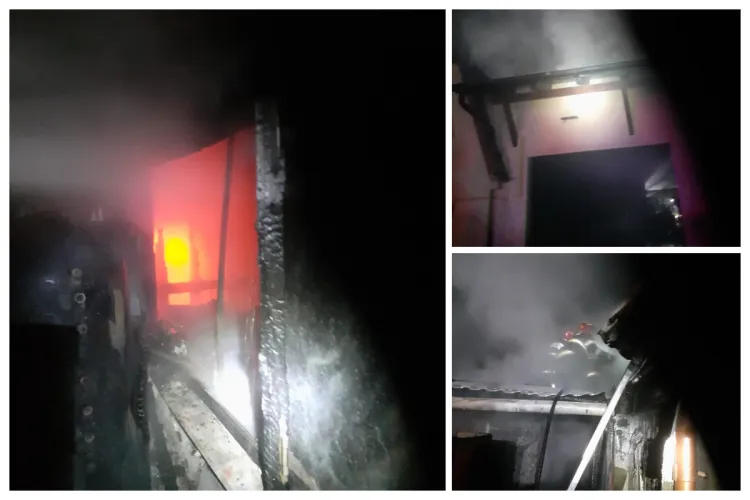 Incendiu devastator azi-noapte: Focul s-a extins într-o întreagă gospodărie! Pompierii clujeni au reușit să scoată o mașină și să prevină o explozie FOTO