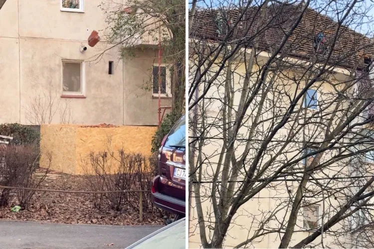 Atenție, cad ȚIGLE! „Doreii” din Cluj și-au făcut de cap pe un bloc din Gheorgheni: „Au omorât pe cineva? Să arunce cu țigle de la etajul 4?” VIDEO