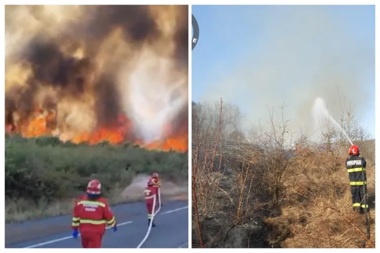 OPT incendii de vegetație într-o singură zi la Cluj! În Cojocna au ars 3 hectare. Pompierii au fost solicitați și în Cluj-Napoca - FOTO 