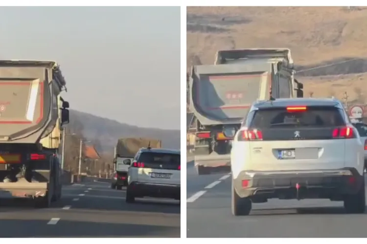 Cel mai teribilist șofer din Cluj! A făcut mai multe depășiri RISCANTE la volanul unei basculante: ,,Pieton pe viață” - VIDEO