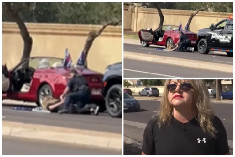 Clujeancă stabilită în SUA, trântită la pământ și încătușată de polițiști! A fluturat un steag pro-Trump din mașina sa decapotabilă - VIDEO 