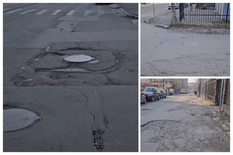 Dezastru pe o stradă din Cluj-Napoca! Asfaltul are model de „cratere”, iar gropile fac ravagii: „Parcă suntem la o cursă cu obstacole” FOTO