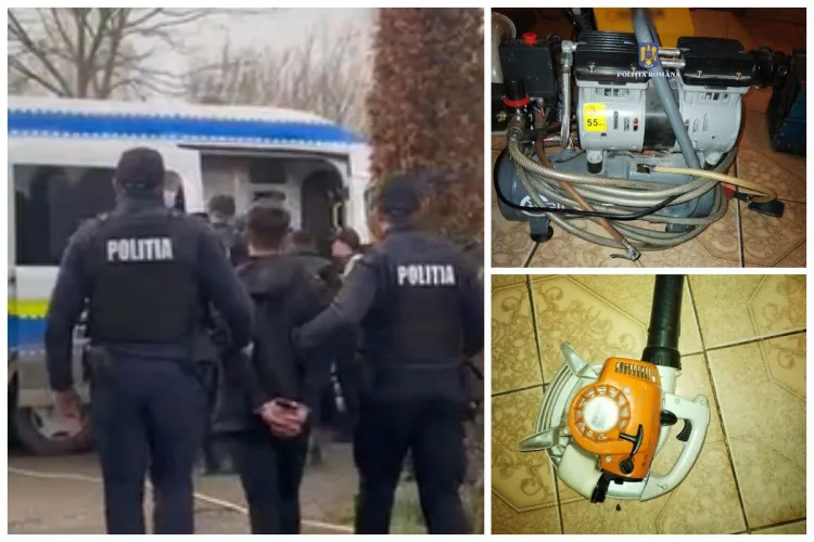 Trei hoți din Cluj, printre care și un adolescent de 16 ani, reținuți de polițiști! Au furat scule electrice de la o școală și din curțile oamenilor VIDEO