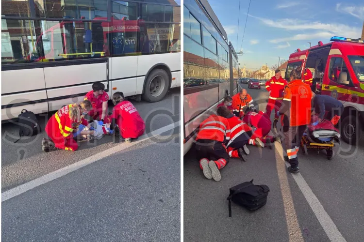 Accident pe B-dul 21 decembrie din Cluj-Napoca: Tânără lovită de un autobuz, în urmă cu puțin timp. A fost transportată de urgență la spital VIDEO