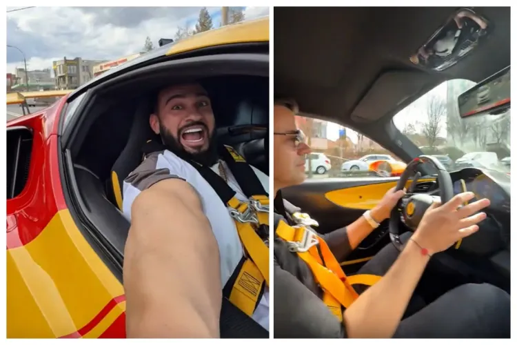 VIDEO Milionarul clujean Bogdan Căpușan, cursa nebună prin Cluj cu Dorian Popa, într-un Ferrari de 500.000€ : „S..t is real, fraților! Mamă, ce frână” 