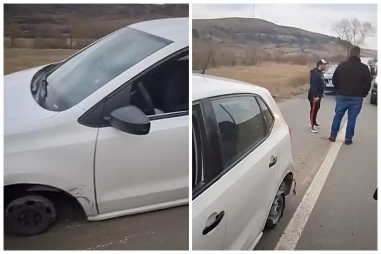 Șoferul care a condus ieri fără cauciucuri prin Cluj a fost internat la Psihiatrie! Bărbatul a primit și o amendă serioasă din partea polițiștilor