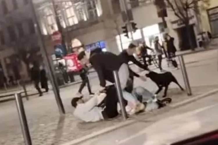 Bătaie în centrul Clujului. Doi bărbați s-au luptat în Piața Unirii. Trecătorii se invitau unii pe alții să sune la Poliție VIDEO