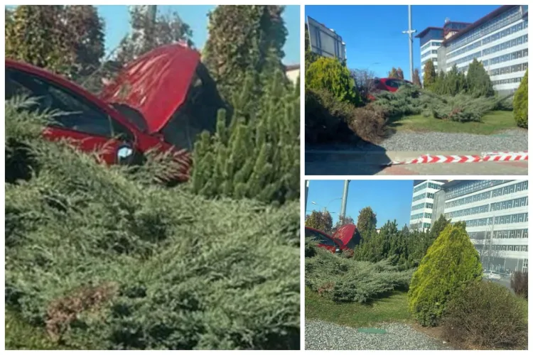  Un șofer a ,,zburat” cu mașina chiar în mijlocul sensului giratoriu de pe strada Observatorului din Cluj! Zona se aglomerează - FOTO și VIDEO 