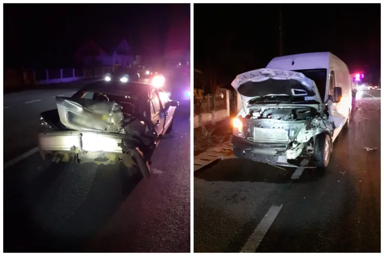 Cluj: Accident între o dubă de marfă și un autoturism. O femeie a fost transportată la spital FOTO