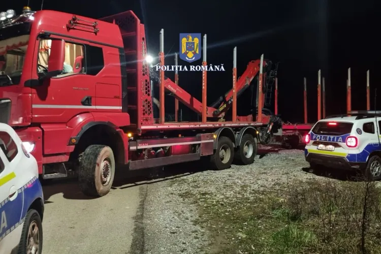 Cluj: Camion de 250.000 de euro, confiscat de la MAFIA LEMNULUI! Polițiștii clujeni au descoperit transporturi fictive și date false în SUMAL - VIDEO