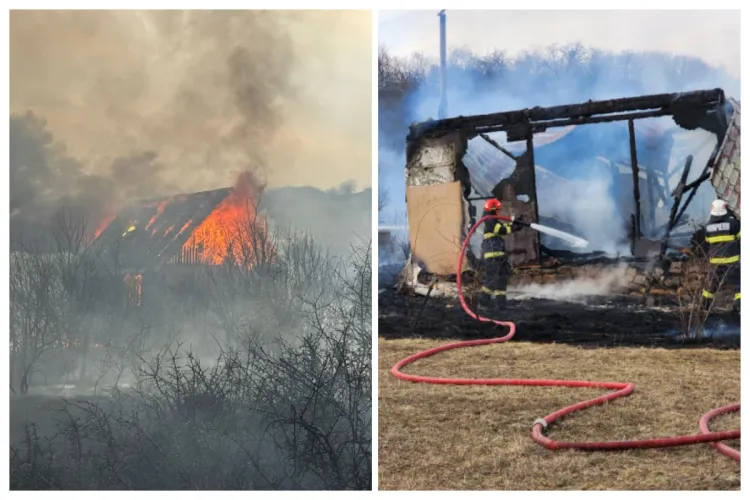 Zi de foc pentru pompierii clujeni, care aproape nu mai fac față: 12 incendii de vegetație în doar câteva ore! În unul, o casă a ars complet FOTO