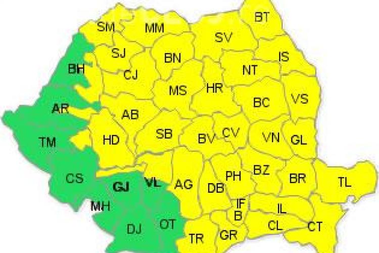 Codul galben de ploi si vijelii a fost prelungit si la Cluj pana sambata, la ora 21.00