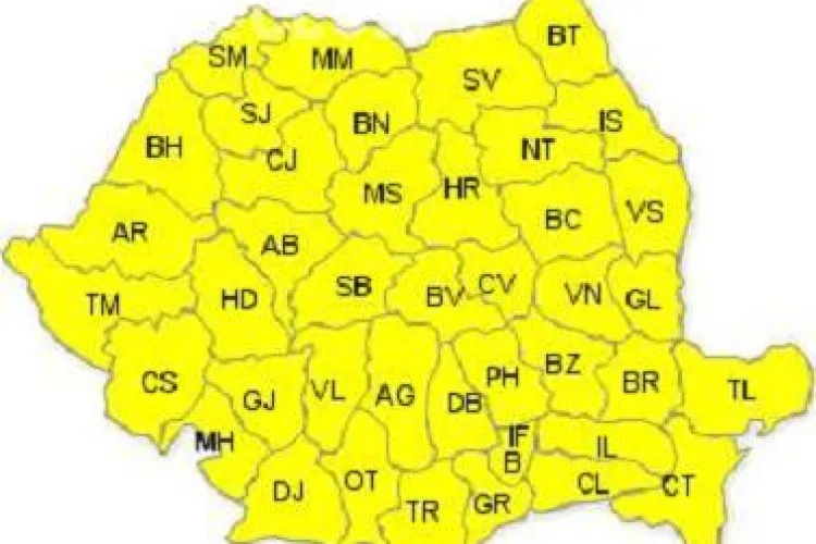 COD GALBEN de ploi torentiale in vigoare pana sambata dupa-amiaza