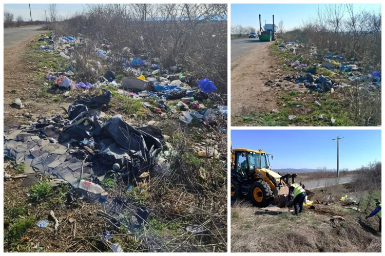 Șapte TONE de gunoaie, strânse de pe marginea unui drum din Cluj! Deșeurile au fost aruncate direct din mașini, dar și de localnicii din zonă - FOTO 