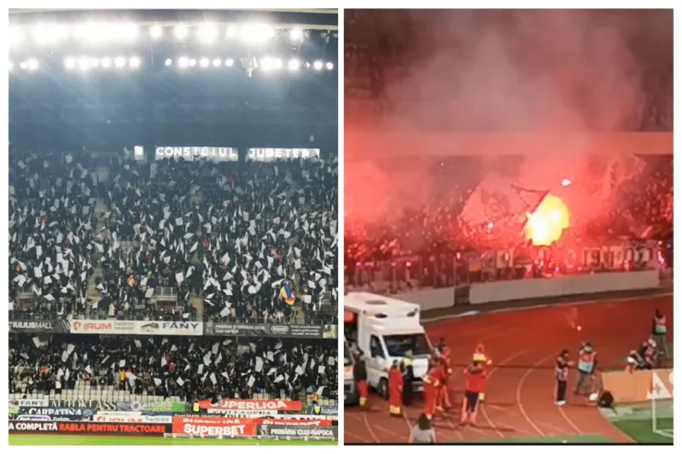 VIDEO Cel mai spectaculos duel al galeriilor din istoria derby-urilor U Cluj - CFR Cluj: Stadionul Cluj Arena e acum în „flăcări”- IMAGINI senzaționale