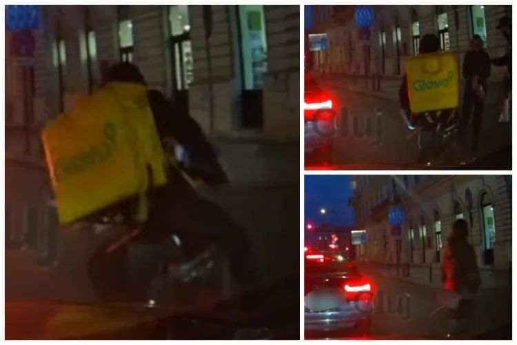 ,,Întâlnire” nefericită între un livrator pe bicicletă și o tânără, pe Bulevardul Eroilor din Cluj: ,,Treci ca și gâștele” - VIDEO