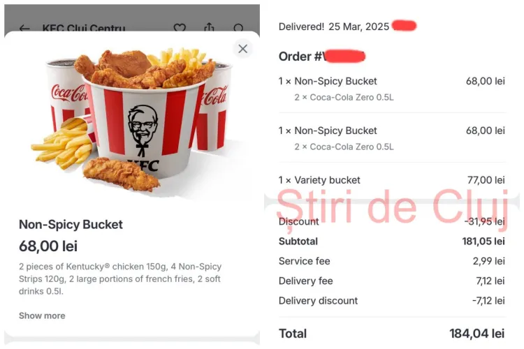 Clujean șocat și dezamăgit de ce a găsit în „bucket-ul” de la KFC: „Pentru asta nu aveau nevoie de o găleată” FOTO