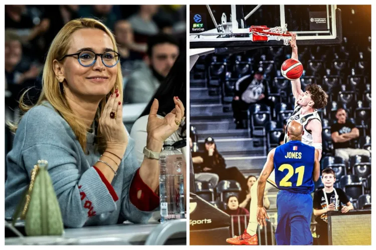 Andreea Esca, cel mai înfocat suporter al U-BT din seara asta, la BT Arena. Le-a purtat noroc: Baschetbaliștii clujeni au câștigat detașat cu Corona Brașov