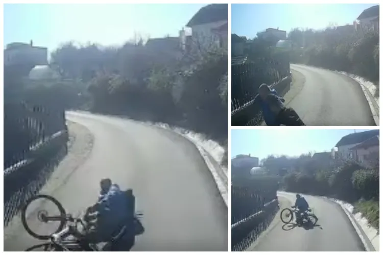 La un pas de tragedie pe o stradă din Cluj! Un biciclist a intrat pur și simplu sub un camion. Șoferul a reacționat prompt - VIDEO 